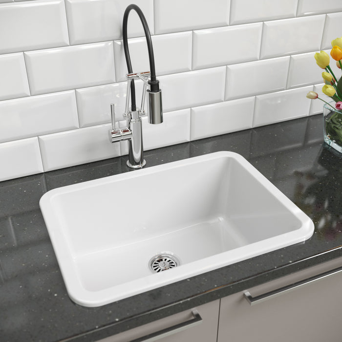 Barclay Orabella 27″ Drop-in/Undermount Fireclay Kitchen Sink&nbsp;KS27-WH