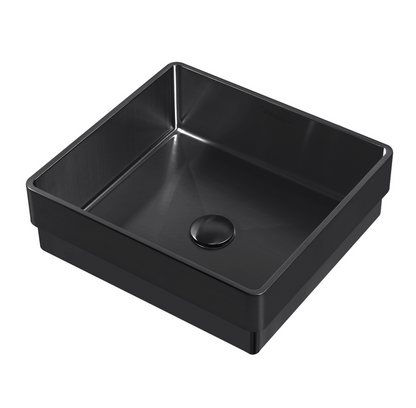 Whitehaus 15" Noahsquared semi-recessed basin WHNPL1577-MBLK