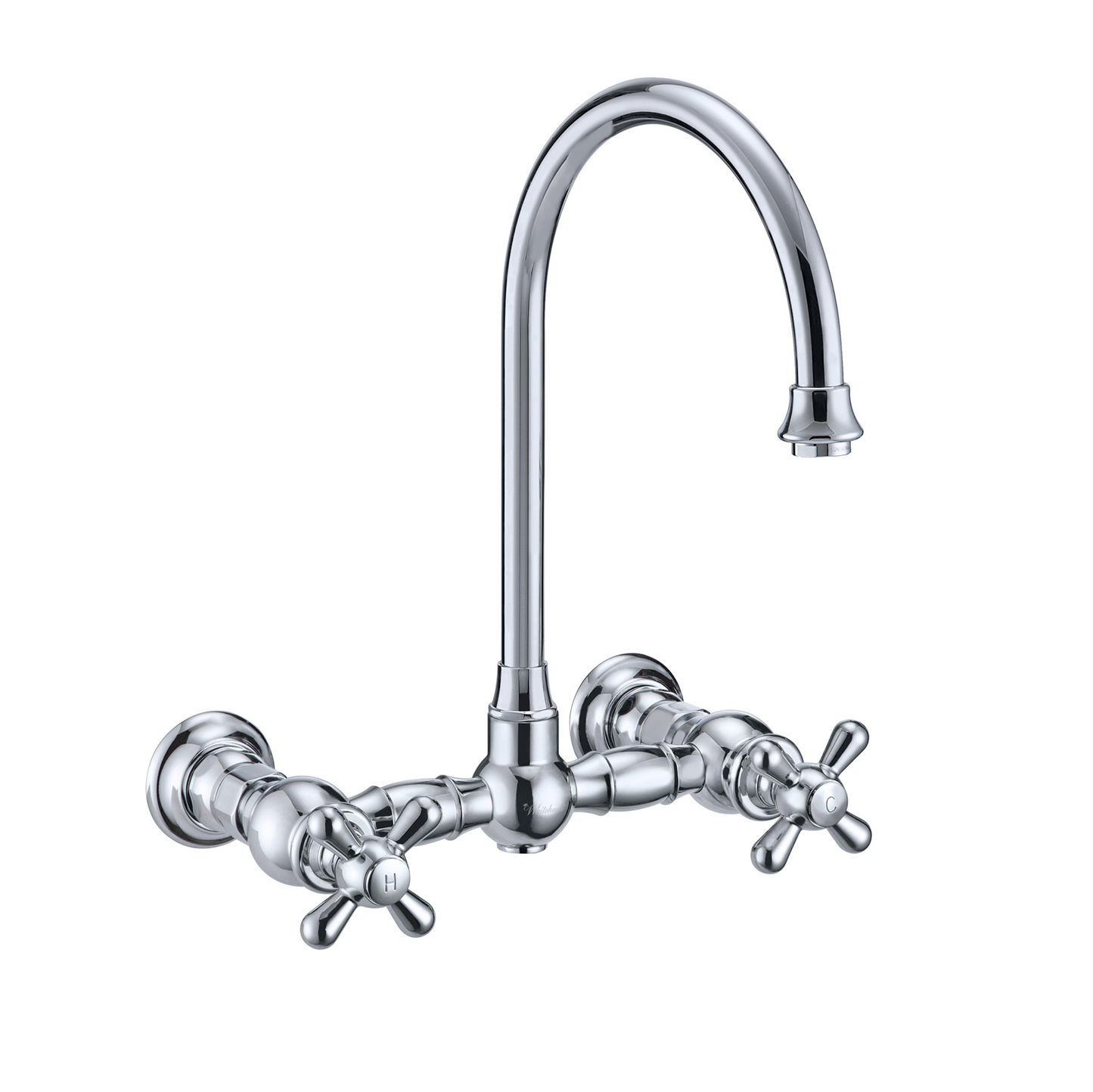 Whitehaus Wall Mount Faucet with a Long Gooseneck Swivel Spout WHKWCR3-9301-NT-C