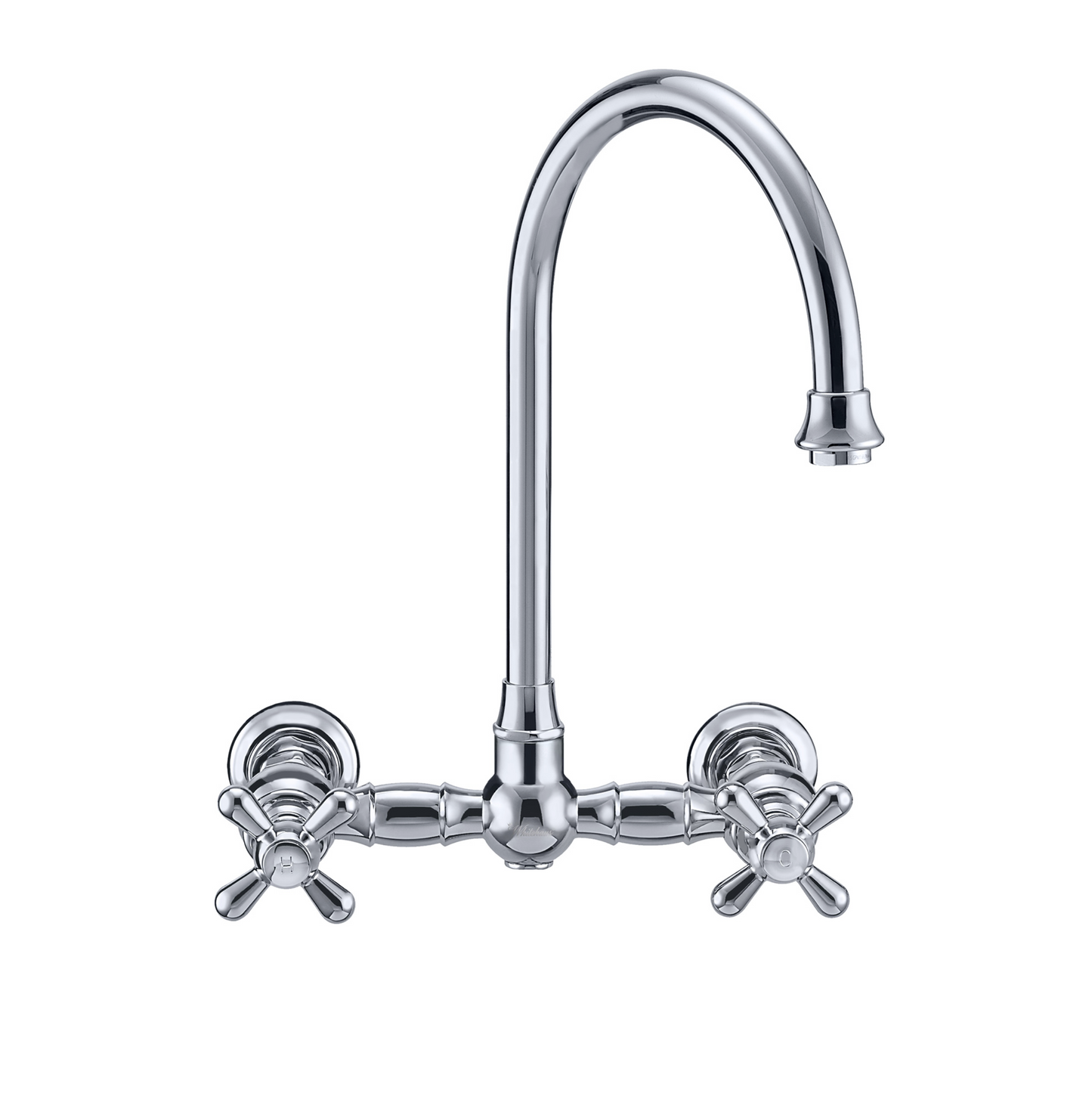 Whitehaus Wall Mount Faucet with a Long Gooseneck Swivel Spout WHKWCR3-9301-NT-C