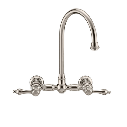 Whitehaus Wall Mount Faucet with a Long Gooseneck Swivel Spout WHKWLV3-9301-NT-PN