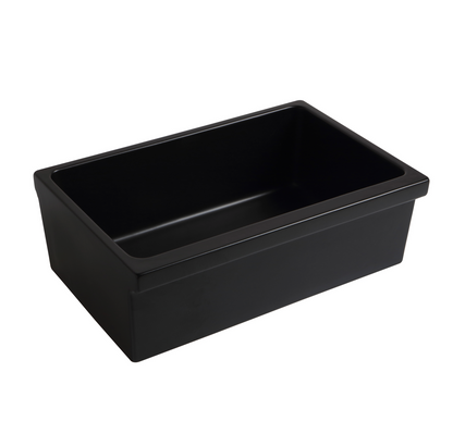 Whitehaus 30" Reversible Single Bowl Fireclay Kitchen Sink WHQ330-BLACK