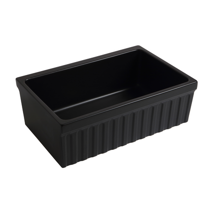 Whitehaus 30" Reversible Single Bowl Fireclay Kitchen Sink WHQ330-BLACK