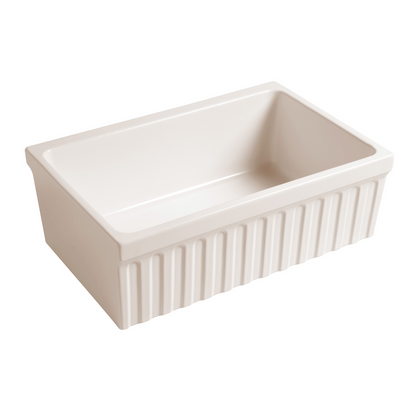 Whitehaus WHQ330-BISCUIT  30" Reversible Single Bowl Fireclay Kitchen Sink WHQ330-BISCUIT