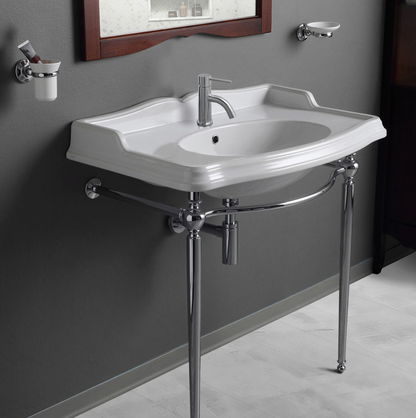 Whitehaus 35" Large Rectangular Wall Mount Console Sink B-AR864-ARCG1