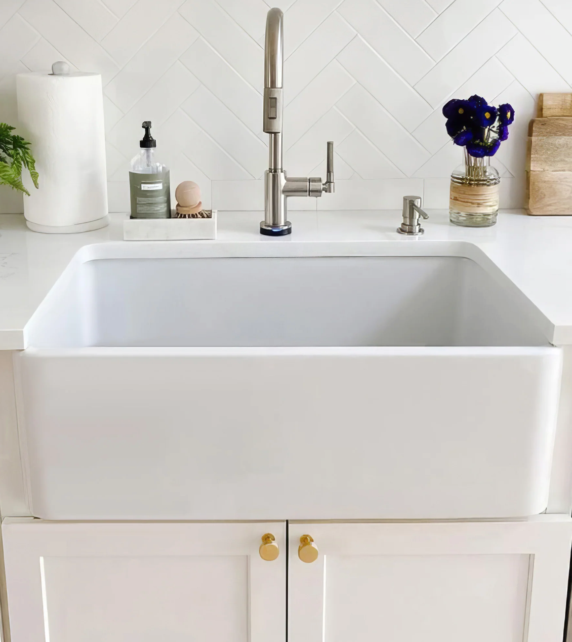 Whitehaus 30" Reversible single bowl fireclay kitchen sink WH3018-WHITE