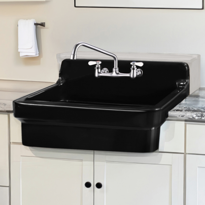 Whitehaus 30" single bowl fireclay kitchen/utility front apron sink OFCH2230-BLACK