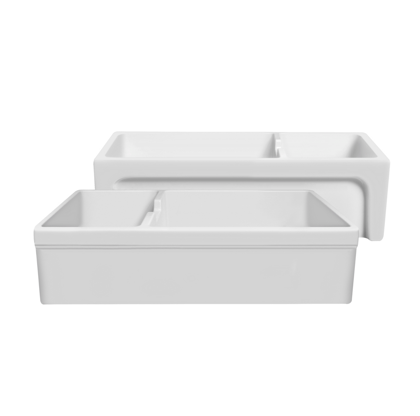 Whitehaus 42" large reversible double bowl fireclay kitchen sink WHQDB5542-WHITE