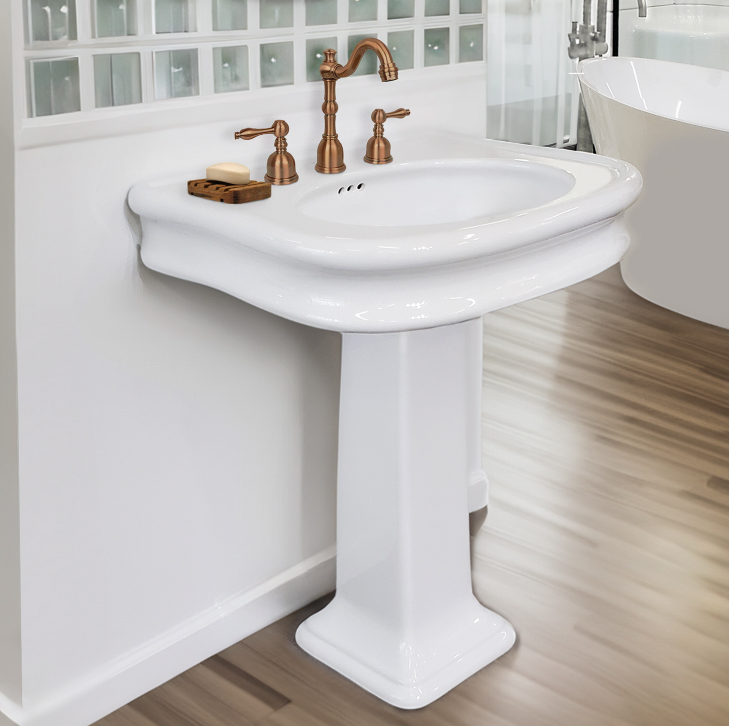 Whitehaus 28" Traditional Pedestal Sink LA10-LA03-3H