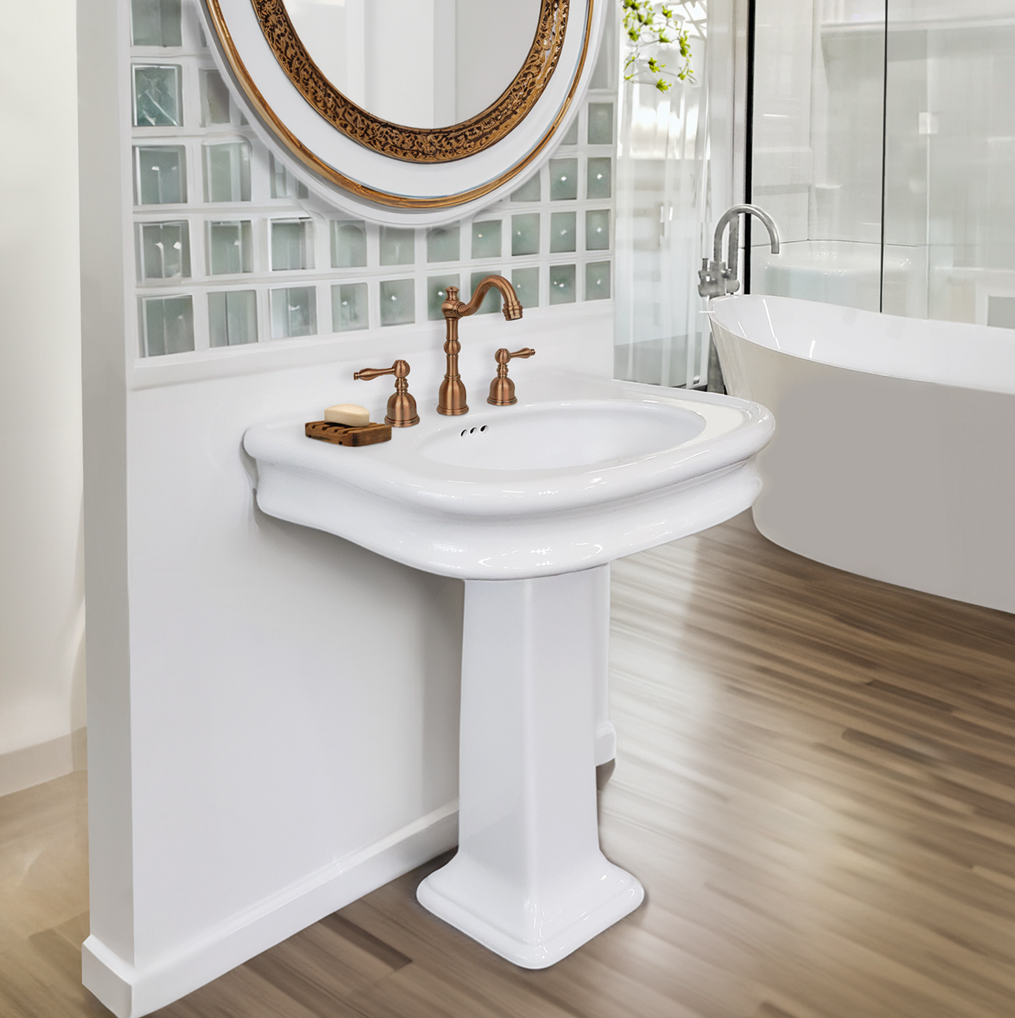 Whitehaus 28" Traditional Pedestal Sink LA10-LA03-3H