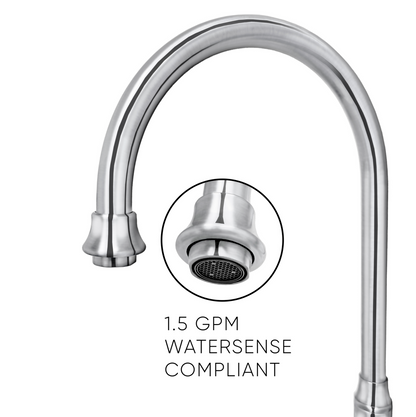 Whitehaus Bridge Faucet with Long Gooseneck Swivel Spout WHKBTCR3-9101-NT-C