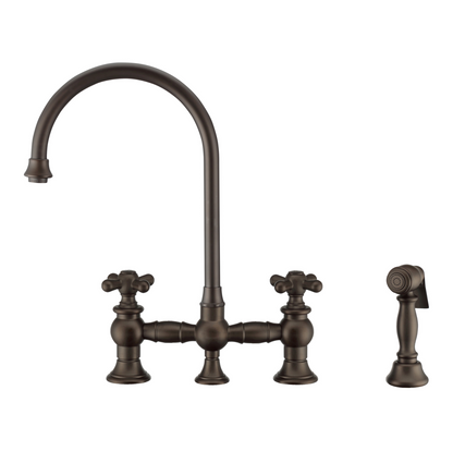 Whitehaus Bridge Faucet with Long Gooseneck Swivel Spout WHKBTCR3-9101-NT-ORB (Copy)