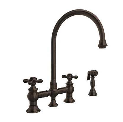 Whitehaus Bridge Faucet with Long Gooseneck Swivel Spout WHKBTCR3-9101-NT-ORB (Copy)