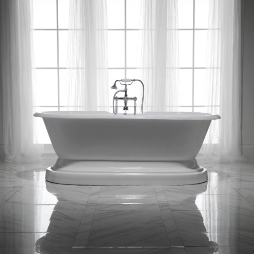 Barclay Duet 66" Cast Iron Double Roll Top Tub on Base CTDRHB-WH