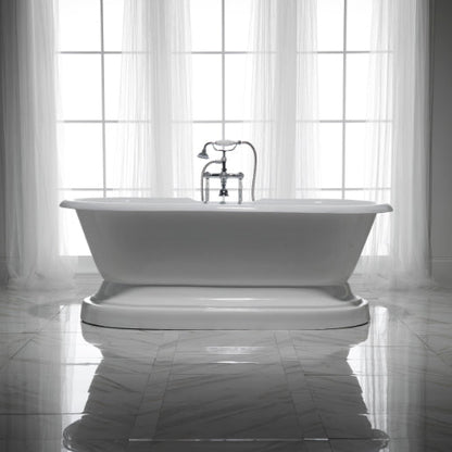 Barclay Duet 66" Cast Iron Double Roll Top Tub on Base CTDRHB-WH