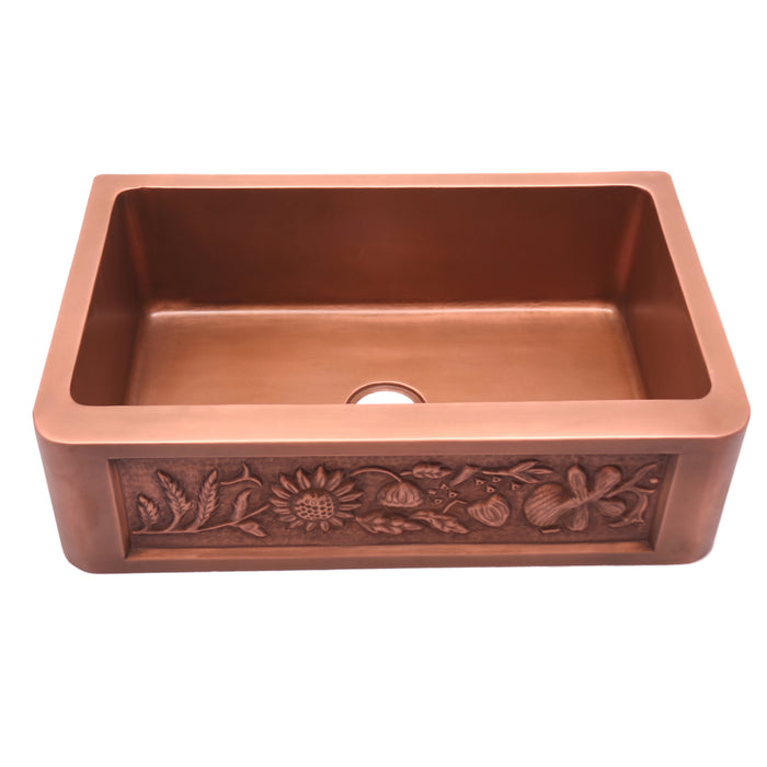 BARCLAY Sunflower Single Bowl Copper Apron-Front Sink – 30″ FSCSB3089-SAC