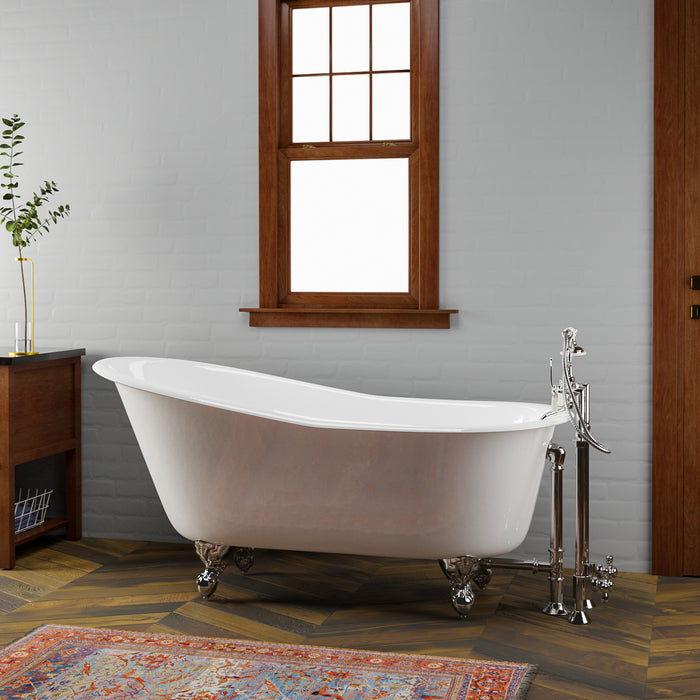 Barclay Griffin 61" Cast Iron Slipper Tub CTSH60-WH-PN