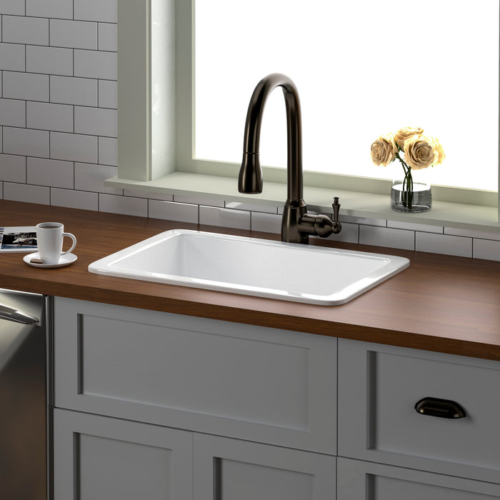 Barclay Orabella 27″ Drop-in/Undermount Fireclay Kitchen Sink&nbsp;KS27-WH