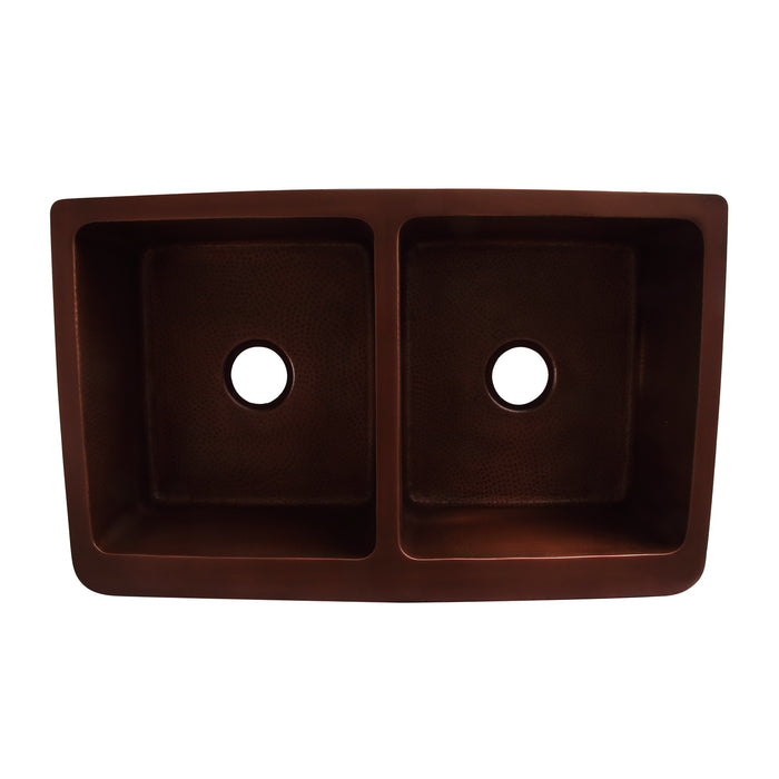 BARCLAY 35" Port Double Bowl Copper Apron-Front Sink FSCDB3548-AC