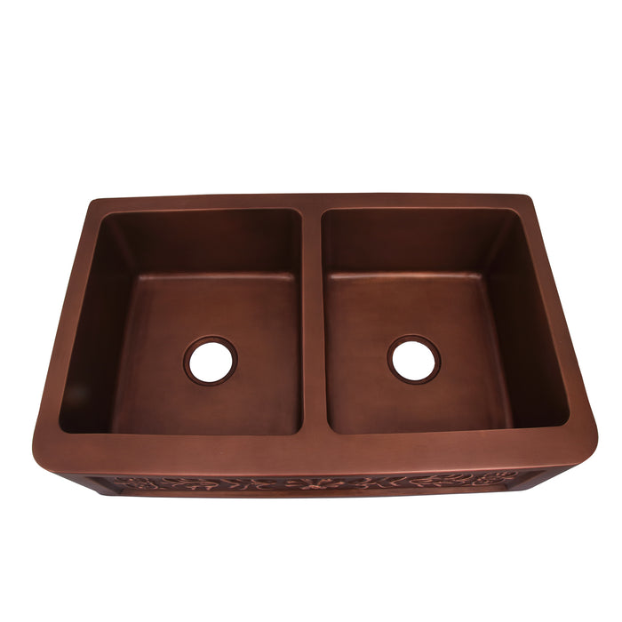 Barclay Sicily Double Bowl Copper Apron-Front Sink – 36" FSCDB3510