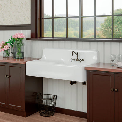 Barclay Alma 42" Cast Iron Wall-Hung Kitchen Sink with Drainboar KSCI42-WH