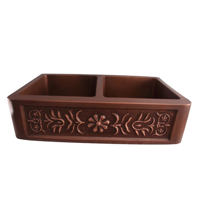 Barclay Sicily Double Bowl Copper Apron-Front Sink – 36" FSCDB3510