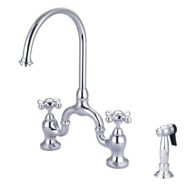 Barclay Banner Kitchen Bridge Faucet with Metal Cross Handles