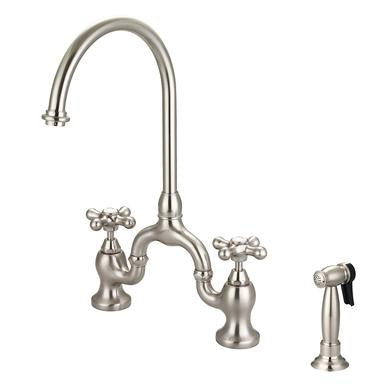 Barclay Banner Kitchen Bridge Faucet with Metal Button Cross Handles