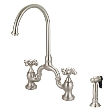 Barclay Banner Kitchen Bridge Faucet with Metal Cross Handles